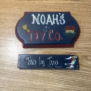 A Set Of Noah's Ark Hand Painted Wooden Signs